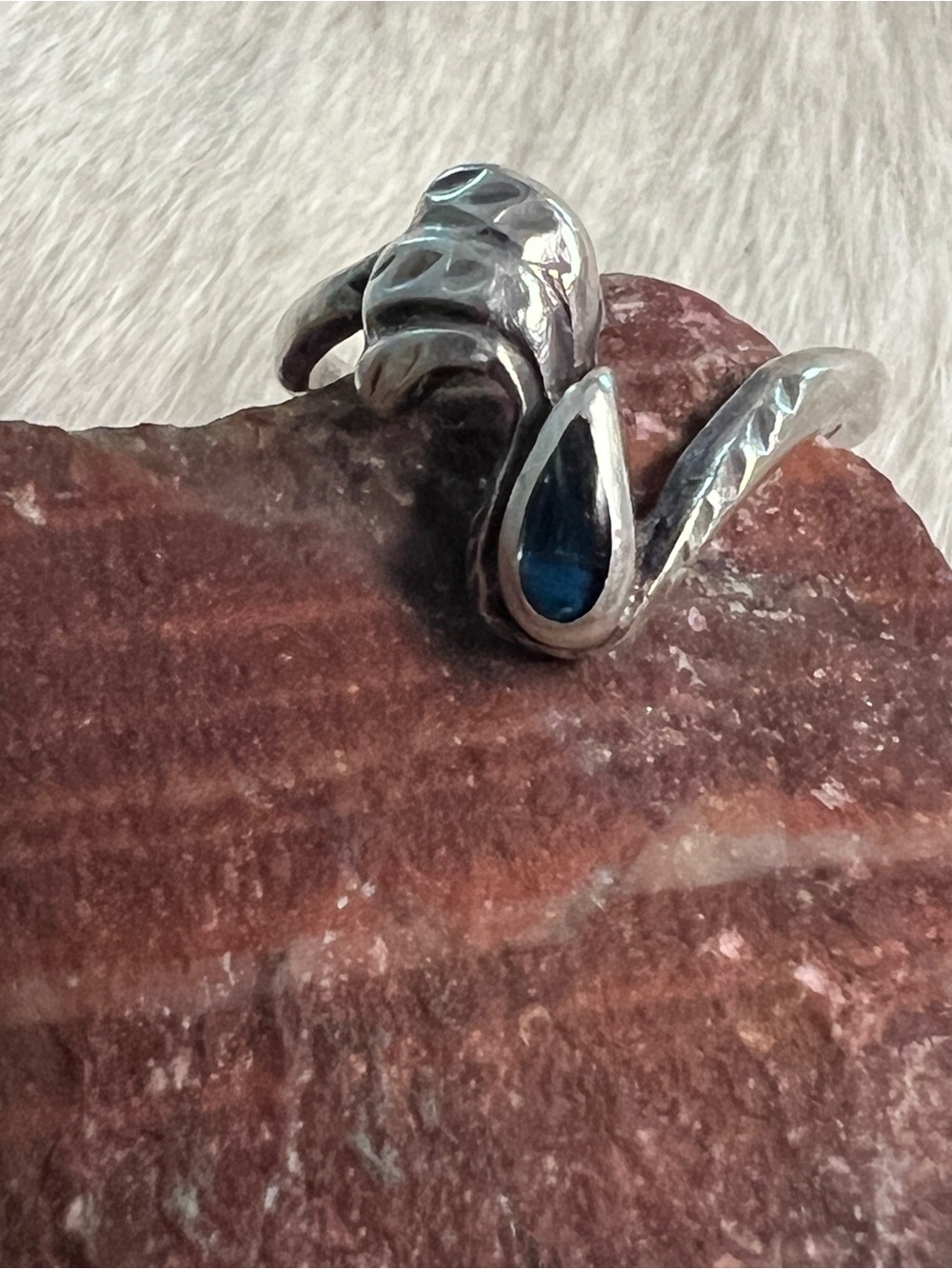 Sterling Silver water droplet Blue Stone Ring - Women's Jewelry